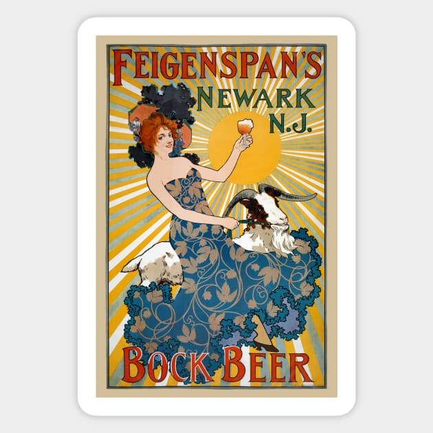 Feigenspan's Bock Beer Vintage Poster 1890s Sticker by vintagetreasure